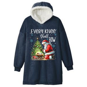 Every Knee Shall Bow Santa Christmas Nativity Scene Xmas Gift Hooded Wearable Blanket