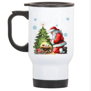 Every Knee Shall Bow Santa Christmas Nativity Scene Xmas Gift Stainless Steel Travel Mug