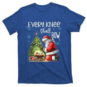 Every Knee Shall Bow Santa Christmas Nativity Scene Xmas Great Gift T-Shirt