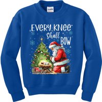 Every Knee Shall Bow Santa Christmas Nativity Scene Xmas Great Gift Kids Sweatshirt