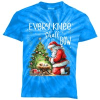 Every Knee Shall Bow Santa Christmas Nativity Scene Xmas Great Gift Kids Tie-Dye T-Shirt