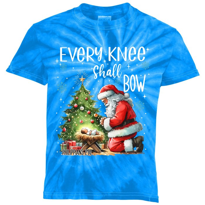 Every Knee Shall Bow Santa Christmas Nativity Scene Xmas Great Gift Kids Tie-Dye T-Shirt