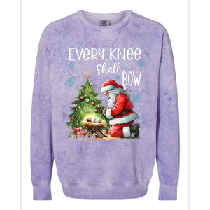 Every Knee Shall Bow Santa Christmas Nativity Scene Xmas Colorblast Crewneck Sweatshirt