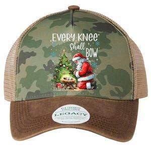 Every Knee Shall Bow Santa Christmas Nativity Scene Xmas Legacy Tie Dye Trucker Hat