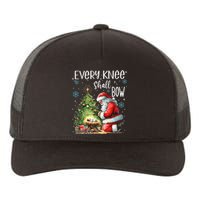 Every Knee Shall Bow Santa Christmas Nativity Scene Xmas Yupoong Adult 5-Panel Trucker Hat