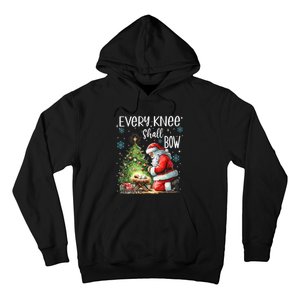 Every Knee Shall Bow Santa Christmas Nativity Scene Xmas Hoodie