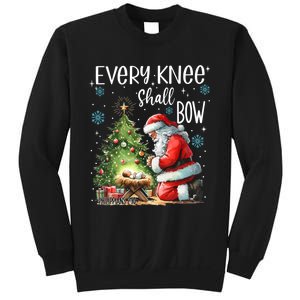 Every Knee Shall Bow Santa Christmas Nativity Scene Xmas Sweatshirt