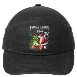 Every Knee Shall Bow Santa Christmas Nativity Scene Xmas 7-Panel Snapback Hat