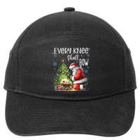 Every Knee Shall Bow Santa Christmas Nativity Scene Xmas 7-Panel Snapback Hat