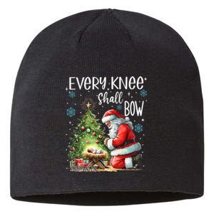 Every Knee Shall Bow Santa Christmas Nativity Scene Xmas Sustainable Beanie