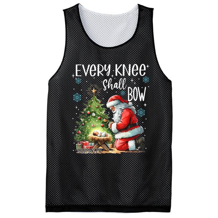 Every Knee Shall Bow Santa Christmas Nativity Scene Xmas Mesh Reversible Basketball Jersey Tank