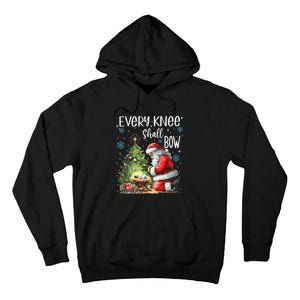 Every Knee Shall Bow Santa Christmas Nativity Scene Xmas Tall Hoodie