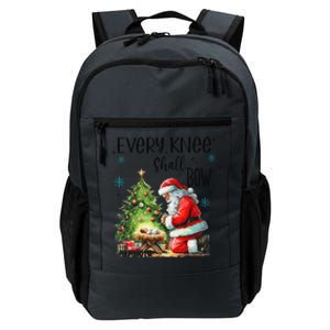 Every Knee Shall Bow Santa Nativity Scene Xmas Christian Daily Commute Backpack