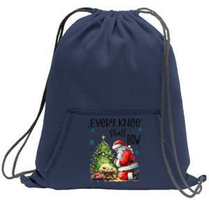 Every Knee Shall Bow Santa Nativity Scene Xmas Christian Sweatshirt Cinch Pack Bag