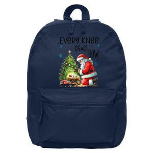 Every Knee Shall Bow Santa Nativity Scene Xmas Christian 16 in Basic Backpack