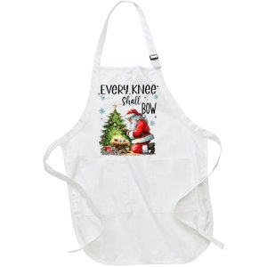 Every Knee Shall Bow Santa Nativity Scene Xmas Christian Full-Length Apron With Pockets