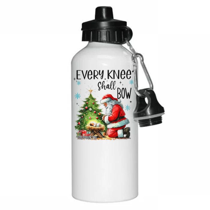 Every Knee Shall Bow Santa Nativity Scene Xmas Christian Aluminum Water Bottle