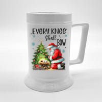 Every Knee Shall Bow Santa Nativity Scene Xmas Christian Beer Stein