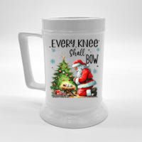 Every Knee Shall Bow Santa Nativity Scene Xmas Christian Beer Stein