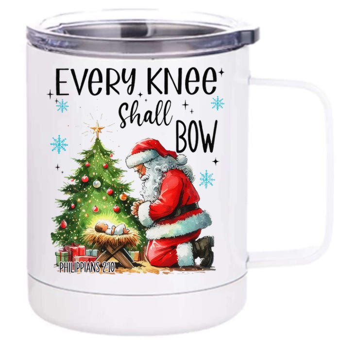 Every Knee Shall Bow Santa Nativity Scene Xmas Christian 12 oz Stainless Steel Tumbler Cup