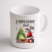 Every Knee Shall Bow Santa Nativity Scene Xmas Christian Coffee Mug