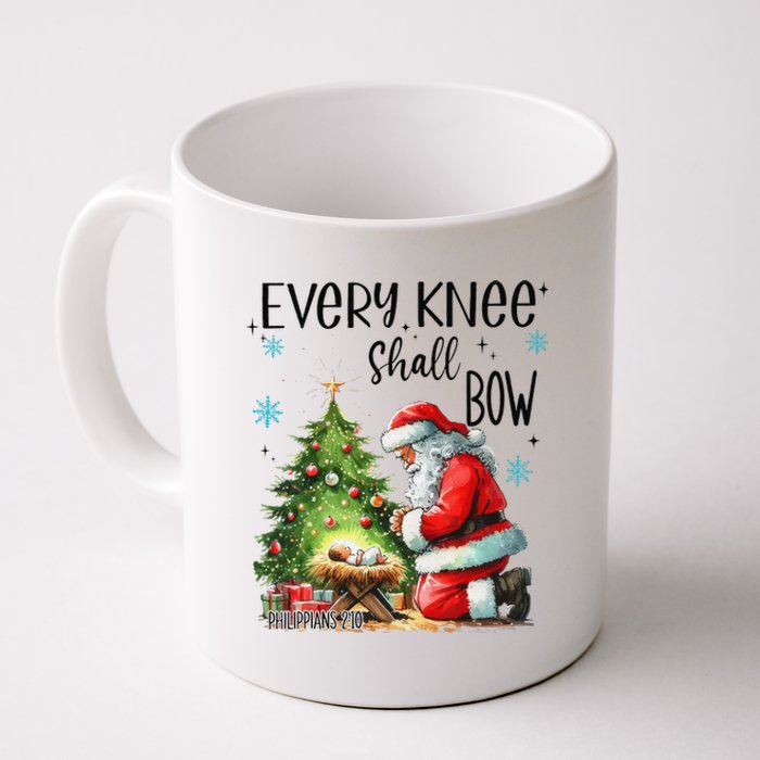 Every Knee Shall Bow Santa Nativity Scene Xmas Christian Coffee Mug