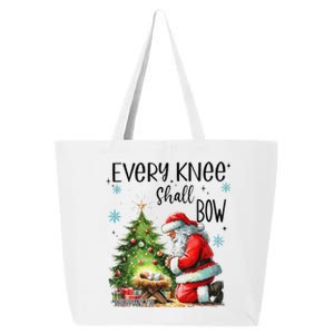 Every Knee Shall Bow Santa Nativity Scene Xmas Christian 25L Jumbo Tote