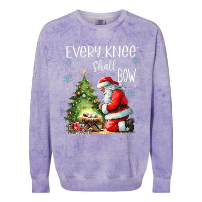 Every Knee Shall Bow Santa Christmas Nativity Scene Xmas Colorblast Crewneck Sweatshirt