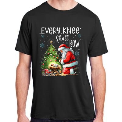 Every Knee Shall Bow Santa Christmas Nativity Scene Xmas Adult ChromaSoft Performance T-Shirt