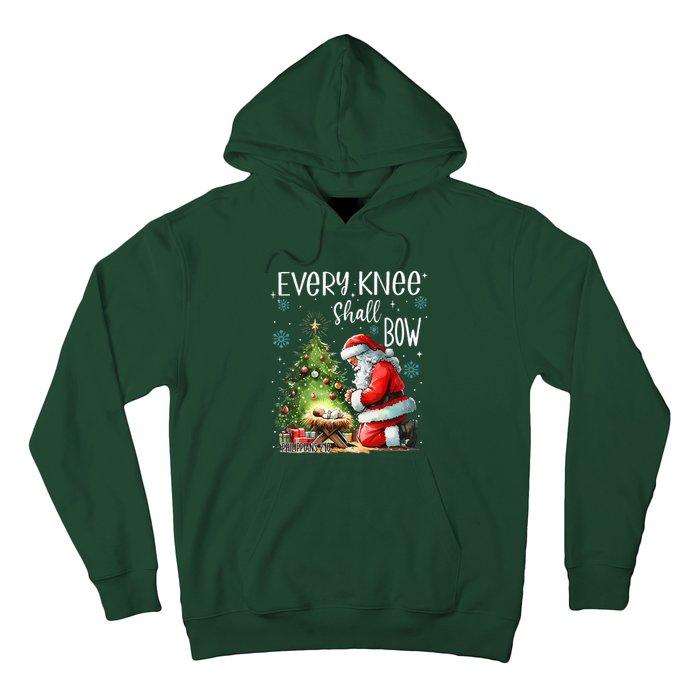 Every Knee Shall Bow Santa Christmas Nativity Scene Xmas Hoodie