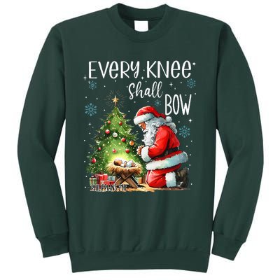 Every Knee Shall Bow Santa Christmas Nativity Scene Xmas Sweatshirt