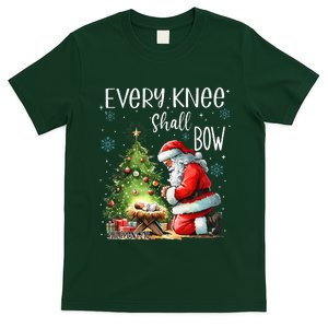 Every Knee Shall Bow Santa Christmas Nativity Scene Xmas T-Shirt