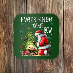 Every Knee Shall Bow Santa Christmas Nativity Scene Xmas Coaster