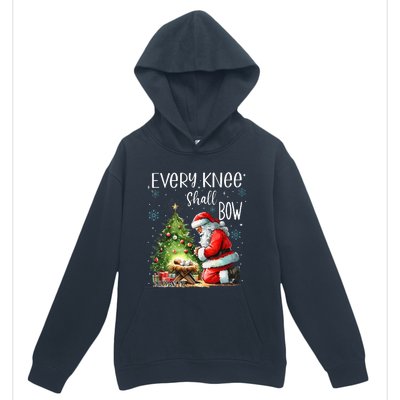 Every Knee Shall Bow Santa Christmas Nativity Scene Xmas Urban Pullover Hoodie