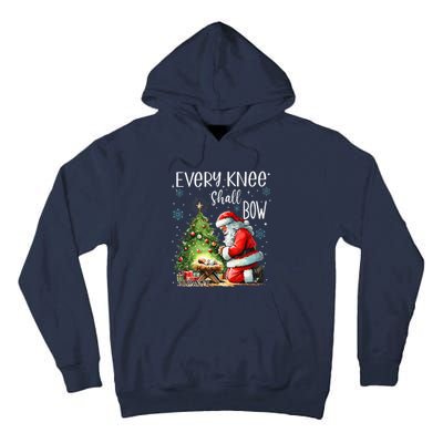 Every Knee Shall Bow Santa Christmas Nativity Scene Xmas Tall Hoodie