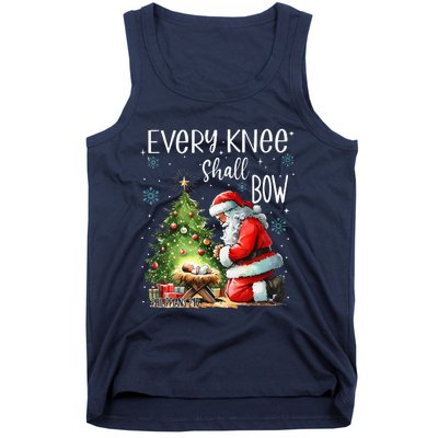 Every Knee Shall Bow Santa Christmas Nativity Scene Xmas Tank Top