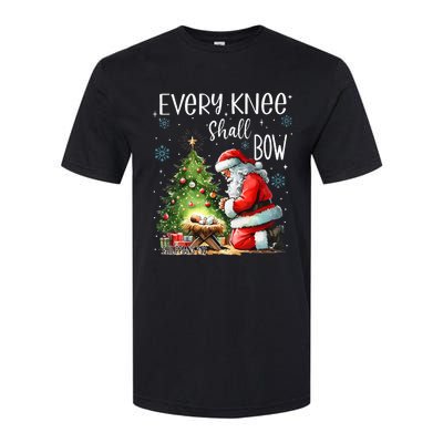 Every Knee Shall Bow Santa Christmas Nativity Scene Xmas Softstyle CVC T-Shirt