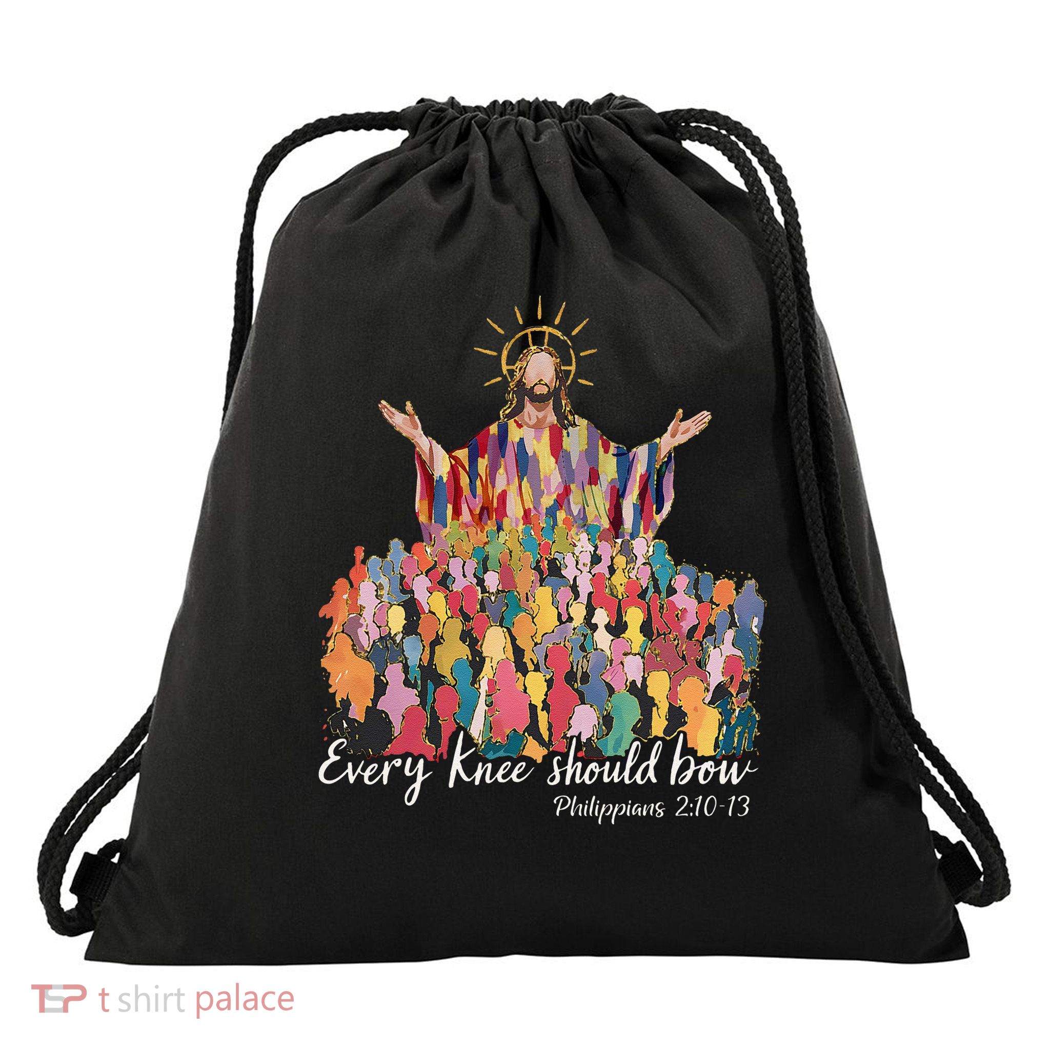 Every Knee Shall Bow Philippians Jesus Christian Easter Drawstring Bag