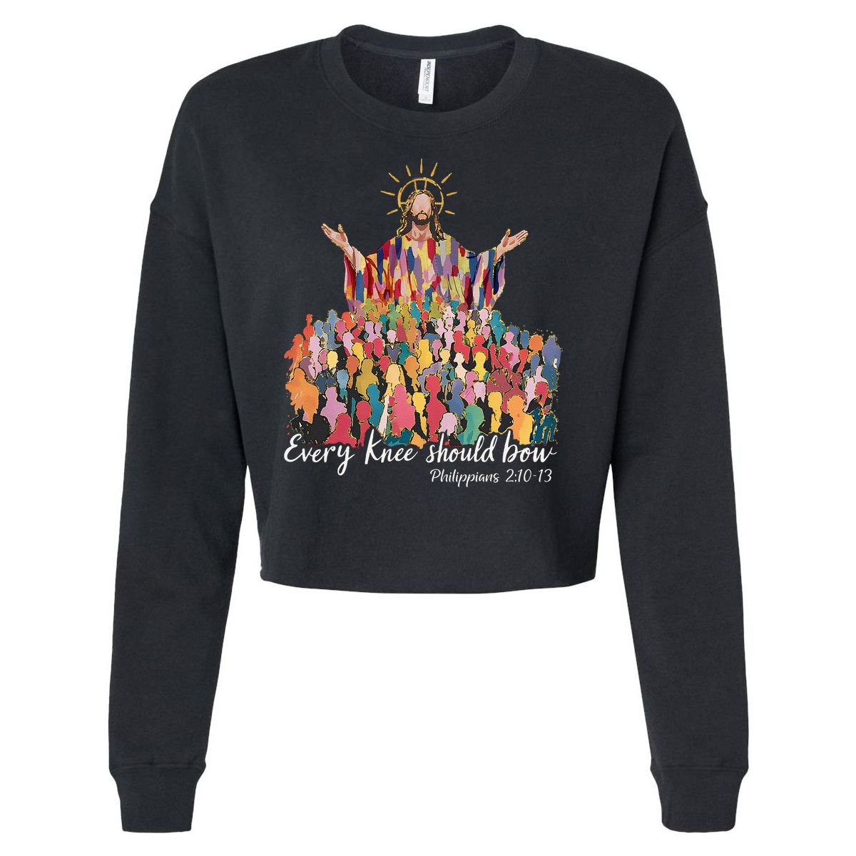 Every Knee Shall Bow Philippians Jesus Christian Easter Cropped Pullover Crew