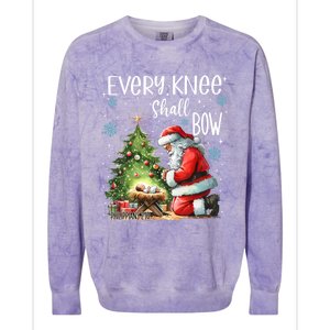 Every Knee Shall Bow Santa Christmas Nativity Scene Xmas Gift Colorblast Crewneck Sweatshirt