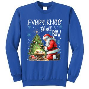 Every Knee Shall Bow Santa Christmas Nativity Scene Xmas Gift Sweatshirt