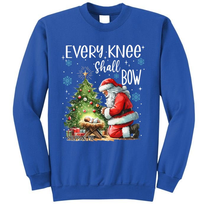 Every Knee Shall Bow Santa Christmas Nativity Scene Xmas Gift Sweatshirt