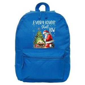 Every Knee Shall Bow Santa Christmas Nativity Scene Xmas Gift 16 in Basic Backpack