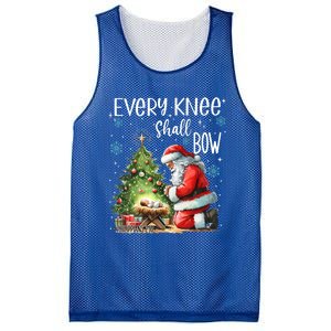 Every Knee Shall Bow Santa Christmas Nativity Scene Xmas Gift Mesh Reversible Basketball Jersey Tank