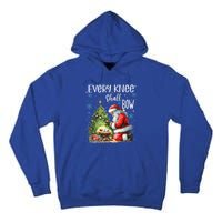 Every Knee Shall Bow Santa Christmas Nativity Scene Xmas Gift Tall Hoodie