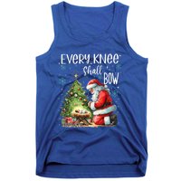 Every Knee Shall Bow Santa Christmas Nativity Scene Xmas Gift Tank Top