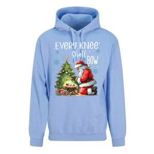 Every Knee Shall Bow Santa Christmas Nativity Scene Xmas Gift Unisex Surf Hoodie