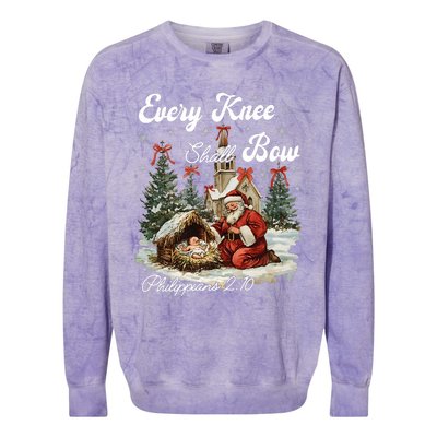 Every Knee Shall Bow Christian Christmas Colorblast Crewneck Sweatshirt