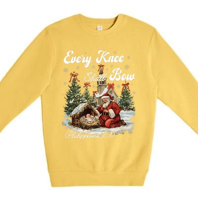 Every Knee Shall Bow Christian Christmas Premium Crewneck Sweatshirt