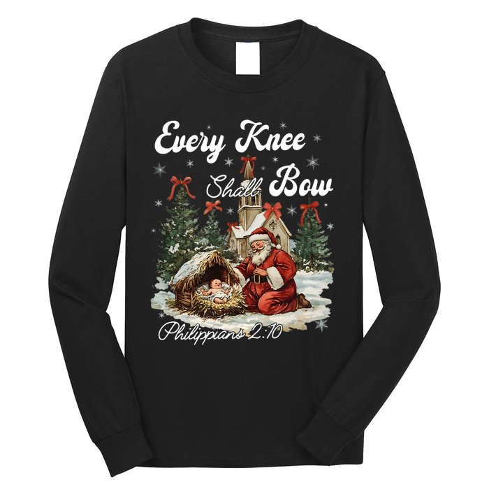 Every Knee Shall Bow Christian Christmas Long Sleeve Shirt